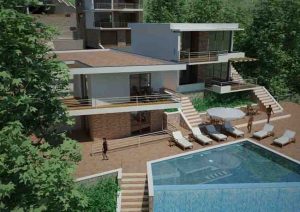 Area 3: large villas with swimming pools, garages, large private terraces with views on the Adriatic Sea