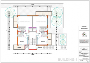 Area 2: floorplan of 2 apartments with 2 large balconies each with view on the Adriatic Sea